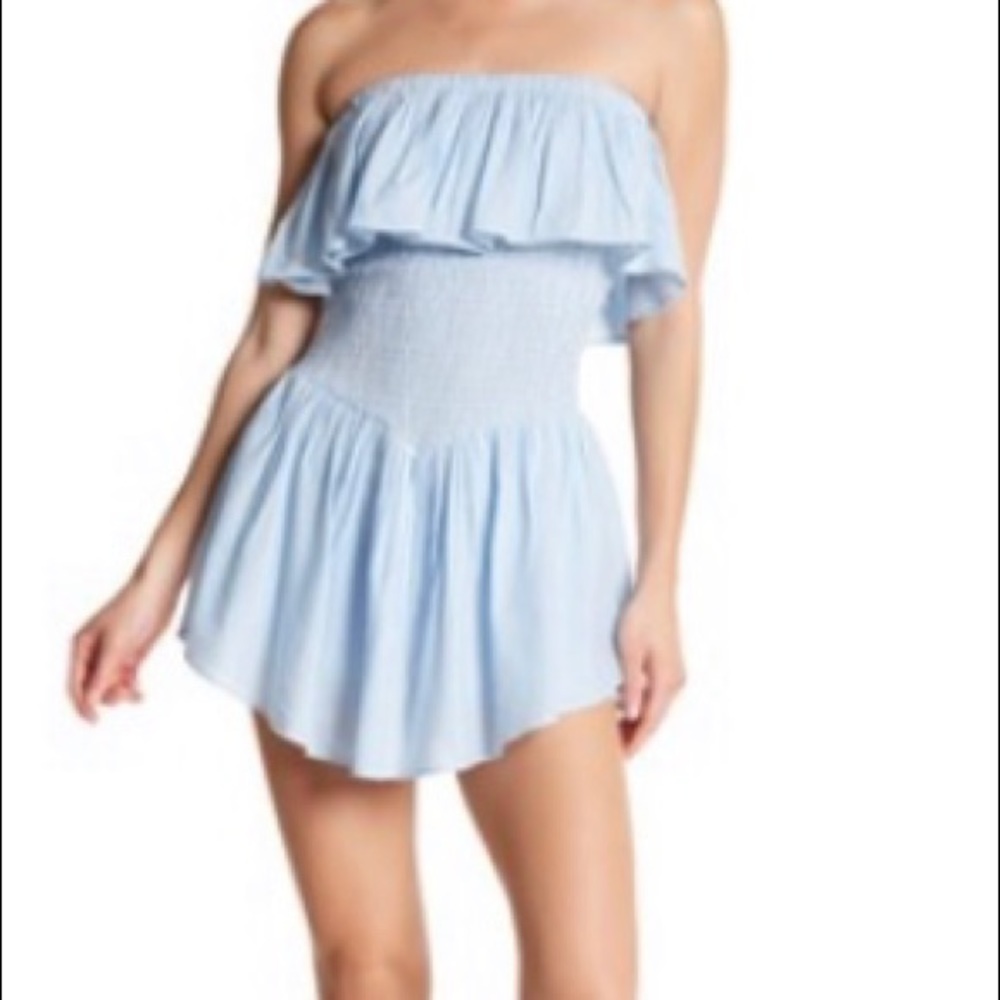 Blue striped strapless romper (never worn)